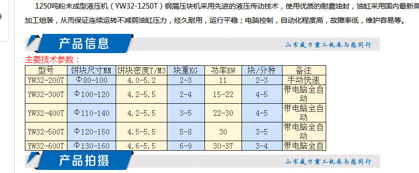 鐵屑壓塊機的技術(shù)參數(shù)